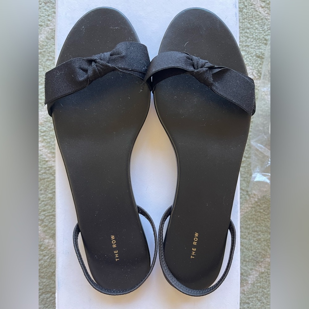 The Row Elegant Black Bow Sandals